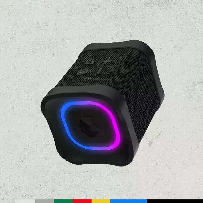 Altoparlante Bluetooth Wireless Skullcandy Terrain Mini 2, Resistenza all'Acqua IPX7, Batteria da 14H, Multi-Link, Spettacolo di Luci LED, Portatile, Nero