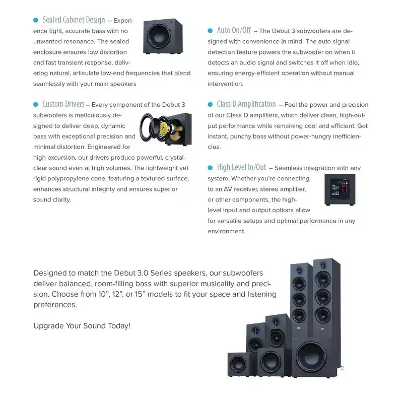Elac Debut 3.0 Pacchetto diffusori da scaffale neri con subwoofer Debut da 12 pollici