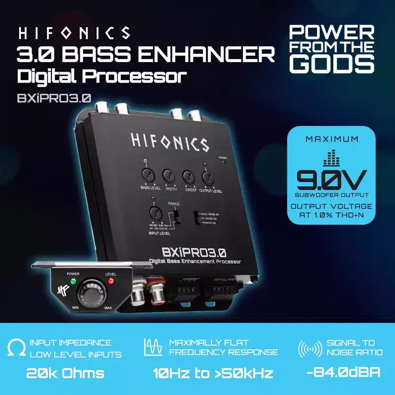 Hifonics BXIPRO3.0 Bass Enhancer, Processore Digitale con Telecomando da Cruscotto, Integrazione con Qualsiasi Veicolo per Sistema Subwoofer Potenziato, Nero