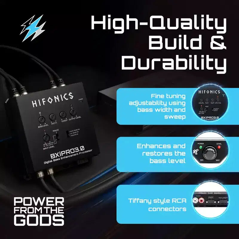 Hifonics BXIPRO3.0 Bass Enhancer, Processore Digitale con Telecomando da Cruscotto, Integrazione con Qualsiasi Veicolo per Sistema Subwoofer Potenziato, Nero