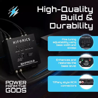 Hifonics BXIPRO3.0 Bass Enhancer, Processore Digitale con Telecomando da Cruscotto, Integrazione con Qualsiasi Veicolo per Sistema Subwoofer Potenziato, Nero