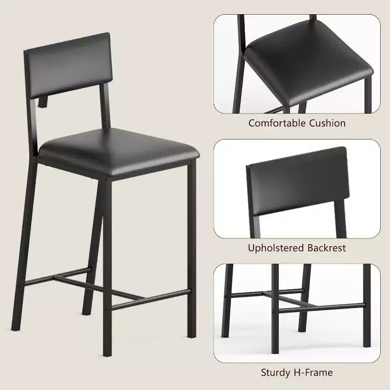 Fulvari Set for 2 Dining Table with Open Storage Shelves, Cup Holder & Wine Rack, Bar Table and Chair for Apartments Kitchen Corners Small Space