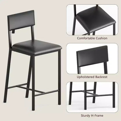 Fulvari Set for 2 Dining Table with Open Storage Shelves, Cup Holder & Wine Rack, Bar Table and Chair for Apartments Kitchen Corners Small Space