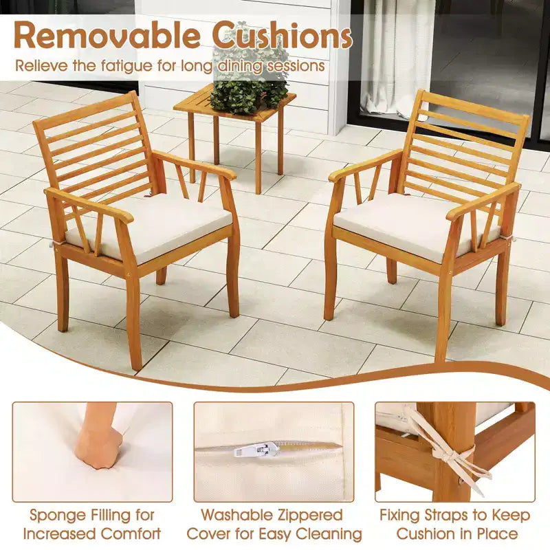 Costway 7PCSPatioDiningSet AcaciaWoodTableandChairsSetwith 1.97 Umbrella Hole