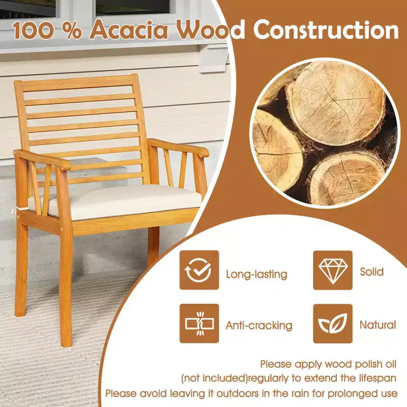 Costway 7PCSPatioDiningSet AcaciaWoodTableandChairsSetwith 1.97 Umbrella Hole