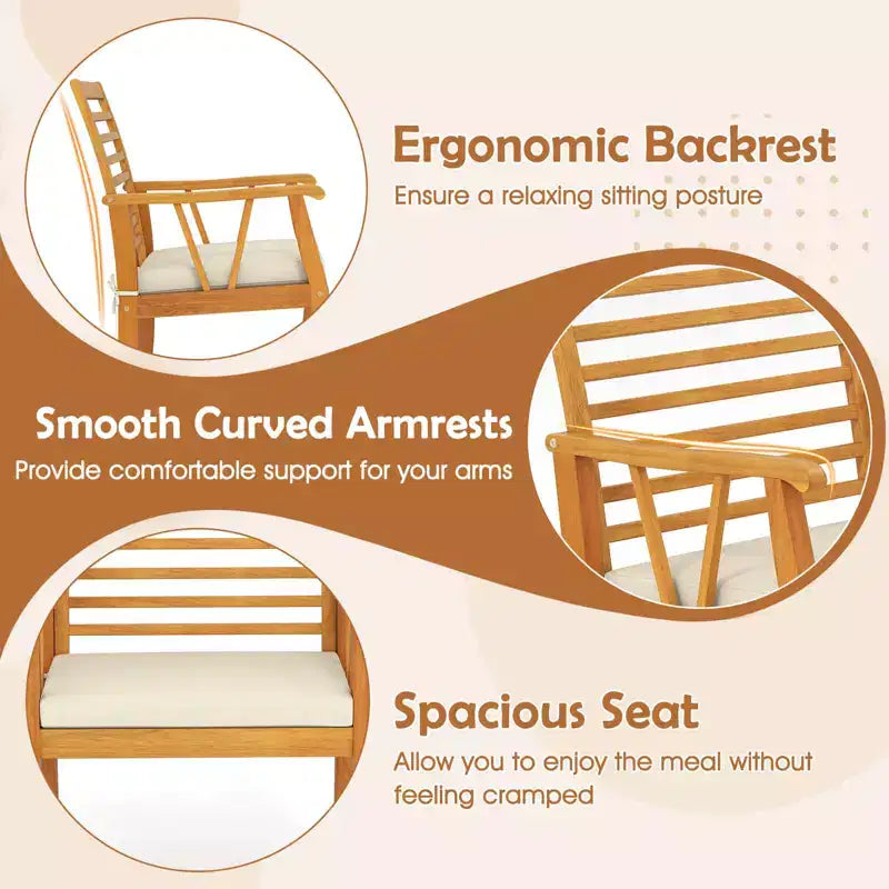 Costway 7PCSPatioDiningSet AcaciaWoodTableandChairsSetwith 1.97 Umbrella Hole