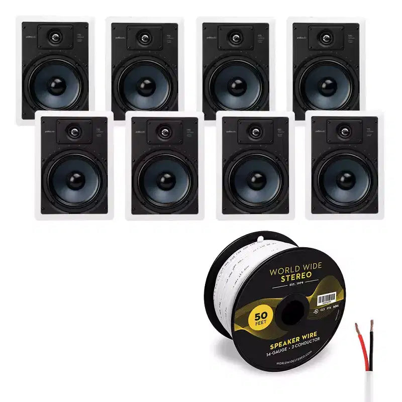 Polk Audio RC85i 8 In Ceiling 2 Way Speaker Cable Bundle (8 Pack)