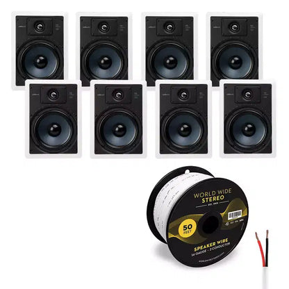 Polk Audio RC85i 8 In Ceiling 2 Way Speaker Cable Bundle (8 Pack)