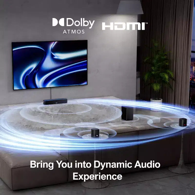 ULTIMEA Aura A50 Pro 5.1ch Sound Bar with Dolby Atmos, Subwoofer & 2 Surround Speakers, App Control