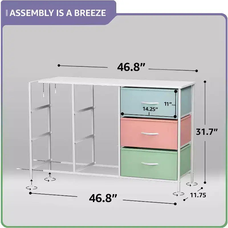 Sorbus 9 Drawers Dresser- Storage Unit with Steel Frame, Wood Top, Fabric Bins - for Bedroom, Closet, Office and more