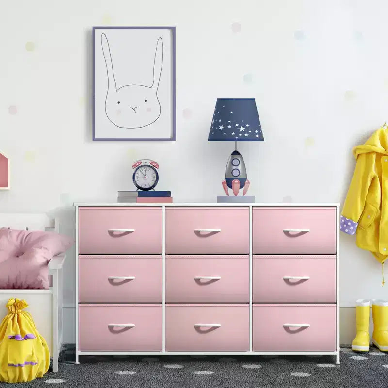 Sorbus 9 Drawers Dresser- Storage Unit with Steel Frame, Wood Top, Fabric Bins - for Bedroom, Closet, Office and more