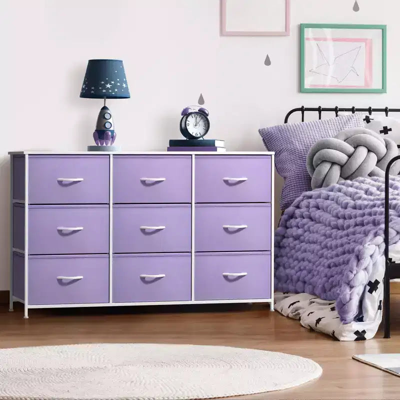 Sorbus 9 Drawers Dresser- Storage Unit with Steel Frame, Wood Top, Fabric Bins - for Bedroom, Closet, Office and more