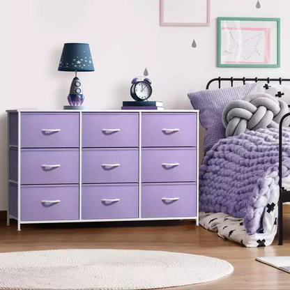 Sorbus 9 Drawers Dresser- Storage Unit with Steel Frame, Wood Top, Fabric Bins - for Bedroom, Closet, Office and more