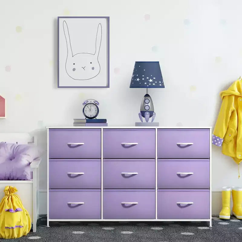 Sorbus 9 Drawers Dresser- Storage Unit with Steel Frame, Wood Top, Fabric Bins - for Bedroom, Closet, Office and more