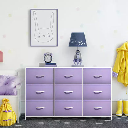 Sorbus 9 Drawers Dresser- Storage Unit with Steel Frame, Wood Top, Fabric Bins - for Bedroom, Closet, Office and more