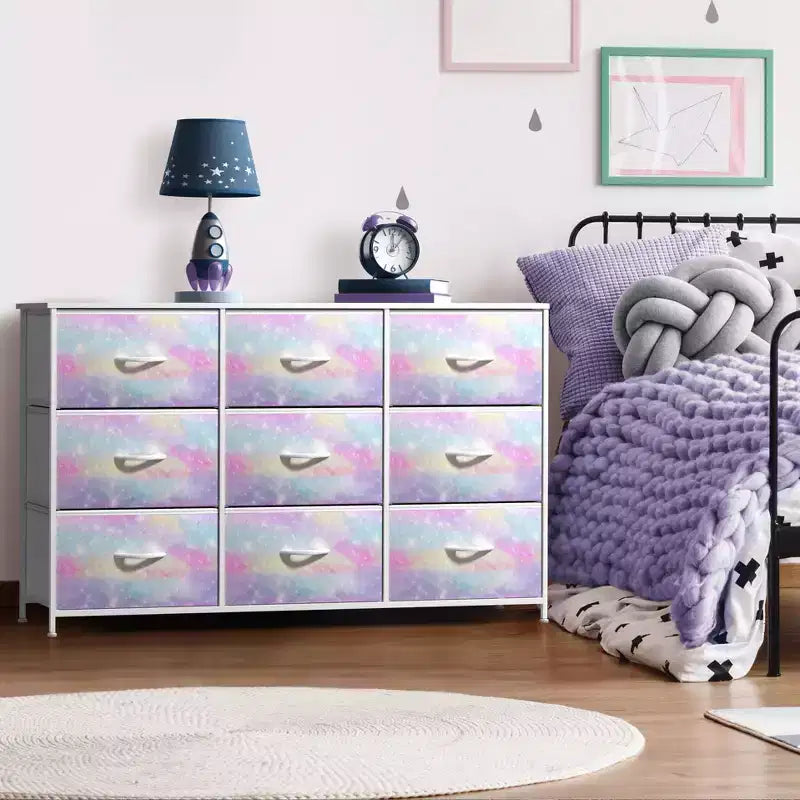 Sorbus 9 Drawers Dresser- Storage Unit with Steel Frame, Wood Top, Fabric Bins - for Bedroom, Closet, Office and more