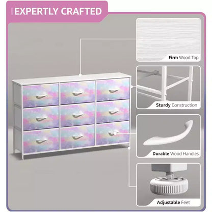 Sorbus 9 Drawers Dresser- Storage Unit with Steel Frame, Wood Top, Fabric Bins - for Bedroom, Closet, Office and more