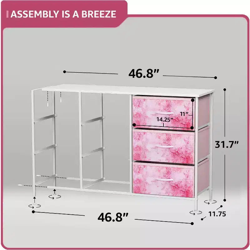 Sorbus 9 Drawers Dresser- Storage Unit with Steel Frame, Wood Top, Fabric Bins - for Bedroom, Closet, Office and more