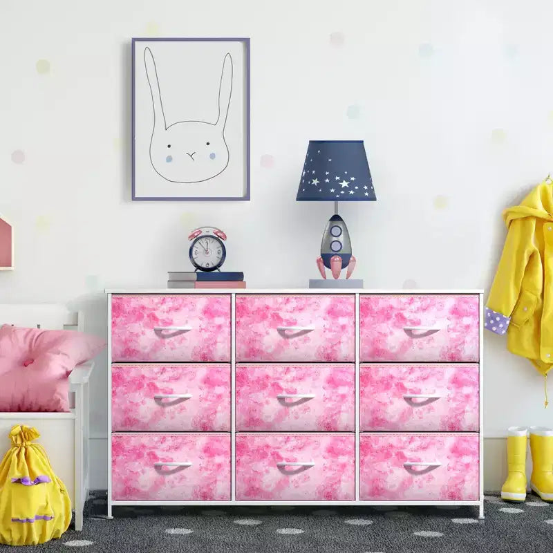 Sorbus 9 Drawers Dresser- Storage Unit with Steel Frame, Wood Top, Fabric Bins - for Bedroom, Closet, Office and more