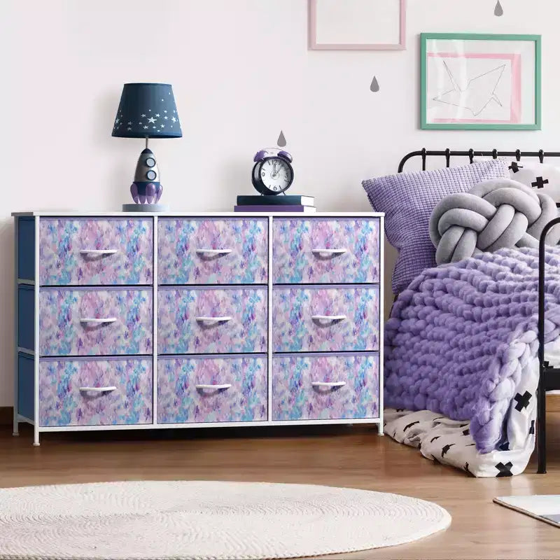 Sorbus 9 Drawers Dresser- Storage Unit with Steel Frame, Wood Top, Fabric Bins - for Bedroom, Closet, Office and more