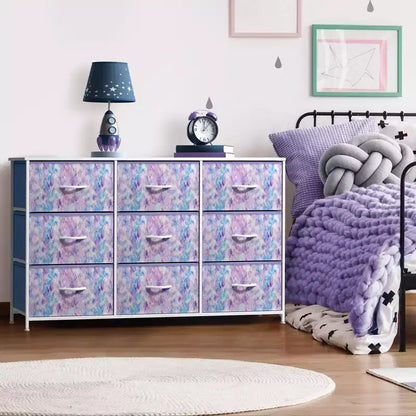 Sorbus 9 Drawers Dresser- Storage Unit with Steel Frame, Wood Top, Fabric Bins - for Bedroom, Closet, Office and more