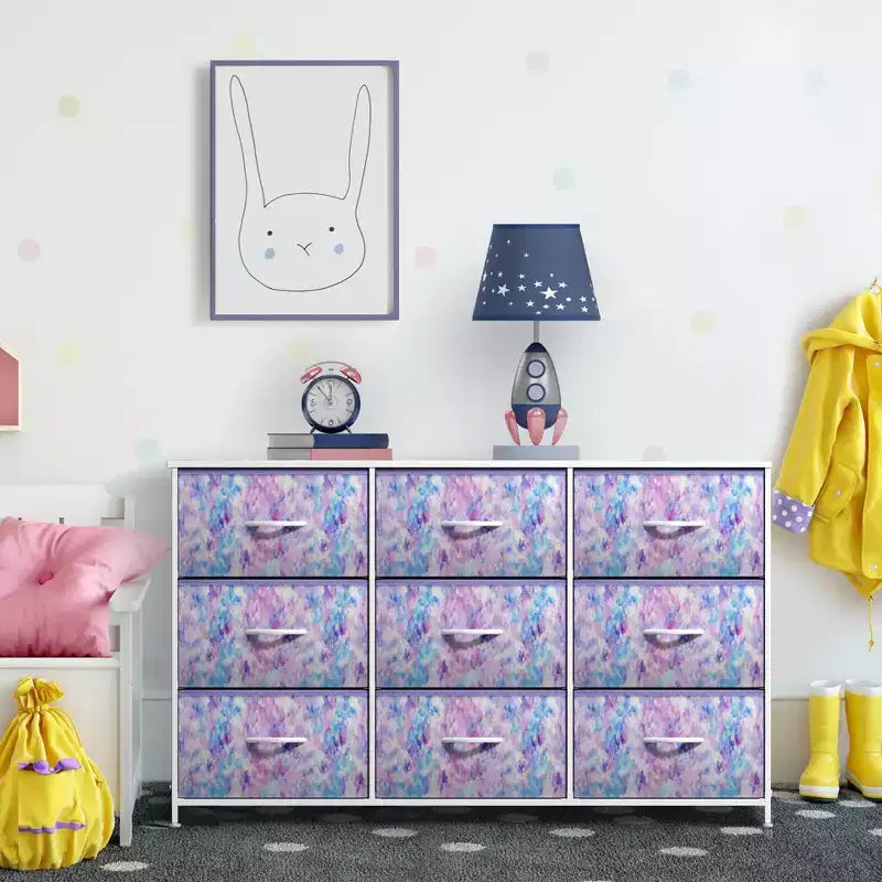 Sorbus 9 Drawers Dresser- Storage Unit with Steel Frame, Wood Top, Fabric Bins - for Bedroom, Closet, Office and more