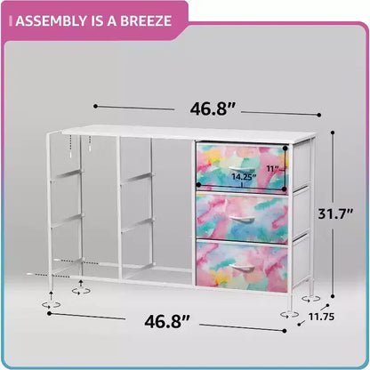 Sorbus 9 Drawers Dresser- Storage Unit with Steel Frame, Wood Top, Fabric Bins - for Bedroom, Closet, Office and more