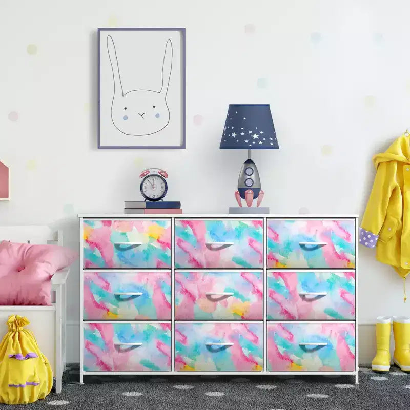 Sorbus 9 Drawers Dresser- Storage Unit with Steel Frame, Wood Top, Fabric Bins - for Bedroom, Closet, Office and more
