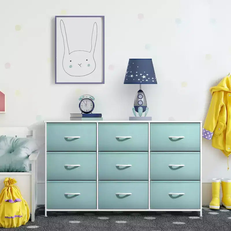 Sorbus 9 Drawers Dresser- Storage Unit with Steel Frame, Wood Top, Fabric Bins - for Bedroom, Closet, Office and more