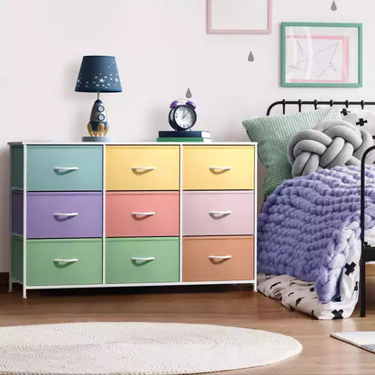 Sorbus 9 Drawers Dresser- Storage Unit with Steel Frame, Wood Top, Fabric Bins - for Bedroom, Closet, Office and more