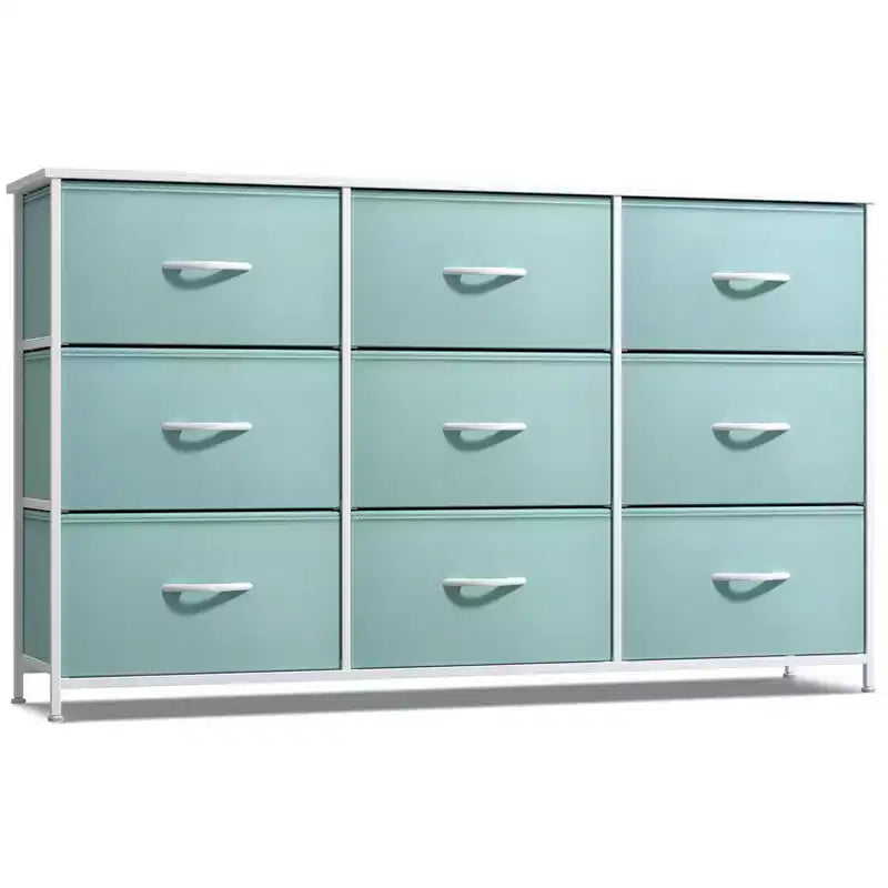 Sorbus 9 Drawers Dresser- Storage Unit with Steel Frame, Wood Top, Fabric Bins - for Bedroom, Closet, Office and more