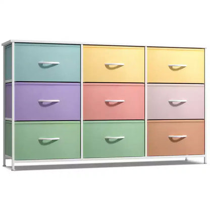 Sorbus 9 Drawers Dresser- Storage Unit with Steel Frame, Wood Top, Fabric Bins - for Bedroom, Closet, Office and more