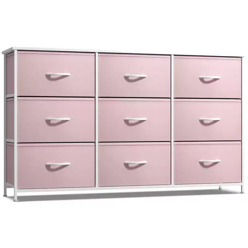 Sorbus 9 Drawers Dresser- Storage Unit with Steel Frame, Wood Top, Fabric Bins - for Bedroom, Closet, Office and more