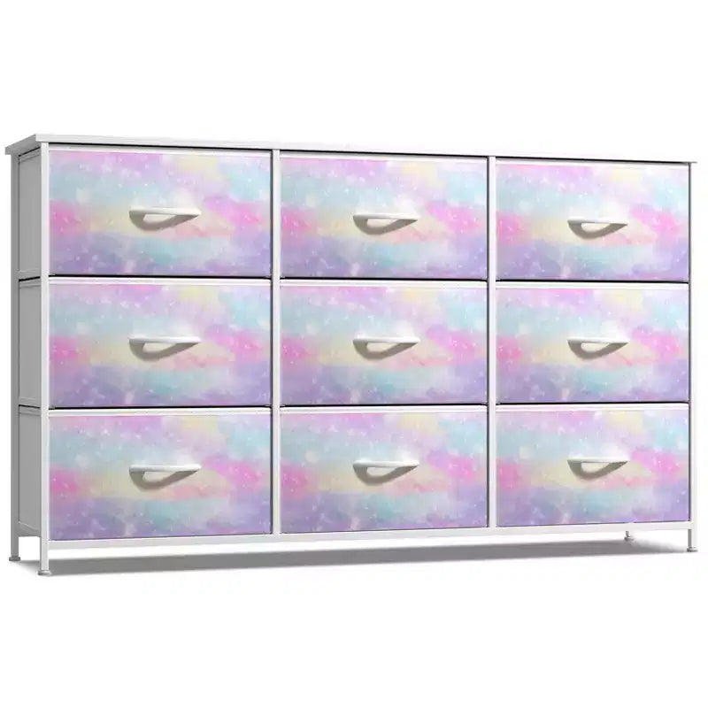 Sorbus 9 Drawers Dresser- Storage Unit with Steel Frame, Wood Top, Fabric Bins - for Bedroom, Closet, Office and more
