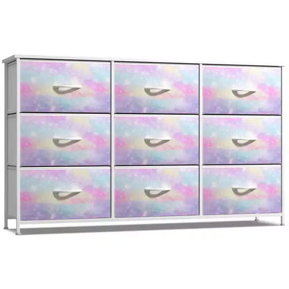 Sorbus 9 Drawers Dresser- Storage Unit with Steel Frame, Wood Top, Fabric Bins - for Bedroom, Closet, Office and more