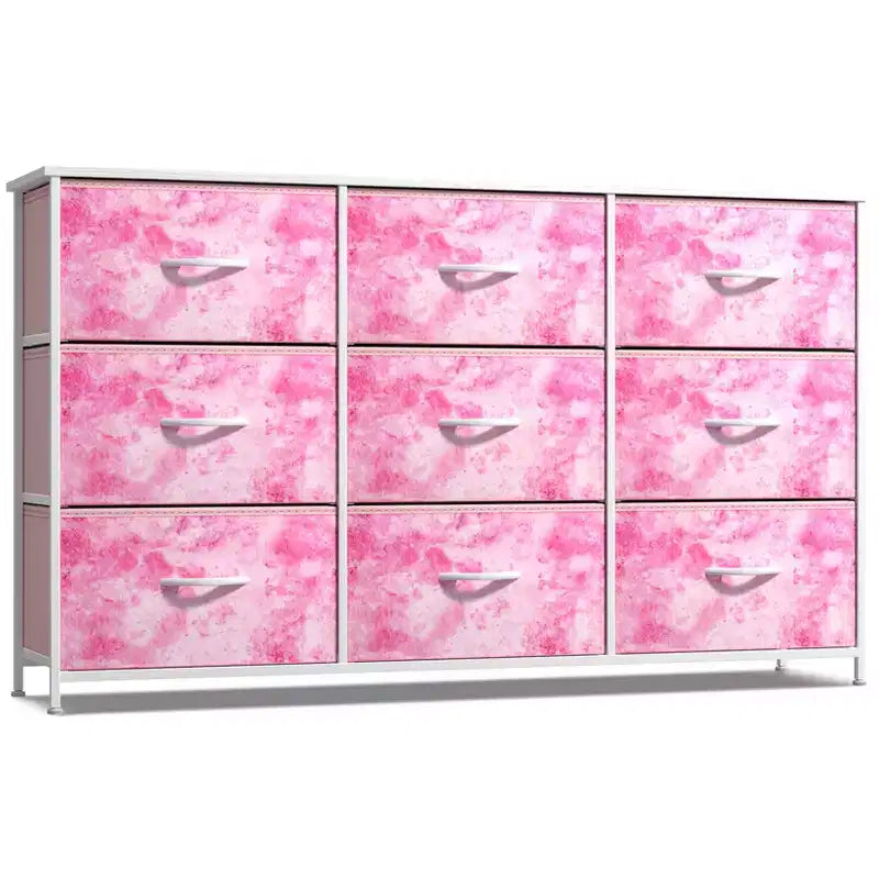 Sorbus 9 Drawers Dresser- Storage Unit with Steel Frame, Wood Top, Fabric Bins - for Bedroom, Closet, Office and more