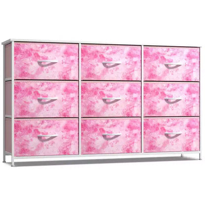 Sorbus 9 Drawers Dresser- Storage Unit with Steel Frame, Wood Top, Fabric Bins - for Bedroom, Closet, Office and more