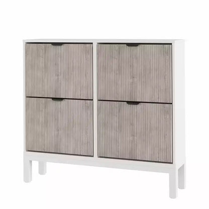 Scarpiere con 4 Ante a Ribalta, Mobile scarpiera moderno con ante scanalate, Scarpiera stretta,
