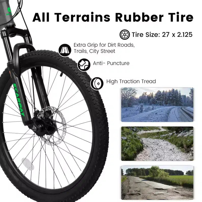 Whisen 27.5 Inch Full Suspension Mountain Bike, Front and Rear Dual Shock Absorbers, Mechanical Disc Brakes, 21-Speed