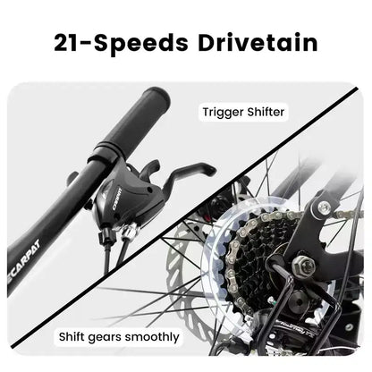 Whisen 27.5 Inch Full Suspension Mountain Bike, Front and Rear Dual Shock Absorbers, Mechanical Disc Brakes, 21-Speed