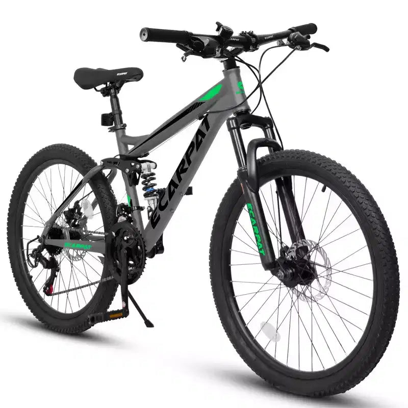 Whisen 27.5 Inch Full Suspension Mountain Bike, Front and Rear Dual Shock Absorbers, Mechanical Disc Brakes, 21-Speed