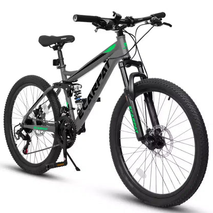 Whisen 27.5 Inch Full Suspension Mountain Bike, Front and Rear Dual Shock Absorbers, Mechanical Disc Brakes, 21-Speed
