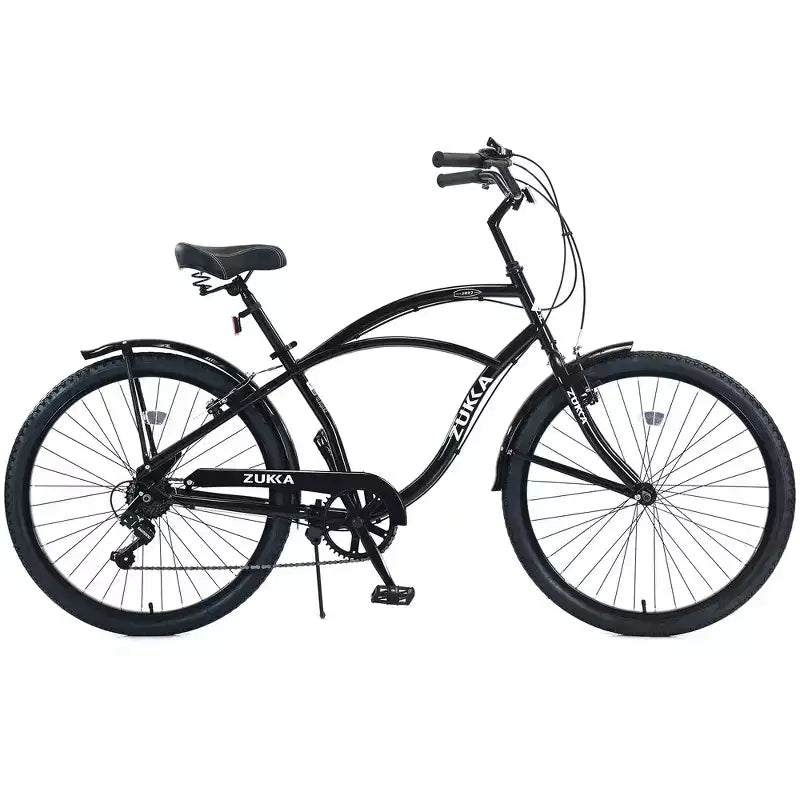 Bici Whisen 26 da esterno per adulti con telaio in acciaio ribassato, cambio a 7 velocità, freni V-brake anteriori e posteriori