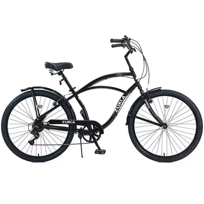 Bici Whisen 26 da esterno per adulti con telaio in acciaio ribassato, cambio a 7 velocità, freni V-brake anteriori e posteriori