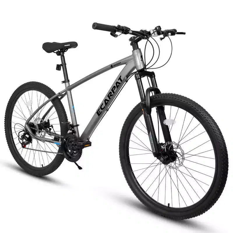 Whisen 27 Inch Mountain Bike 21 Speed, Suspension Fork, Aluminum Frame Disc Brake - Gray
