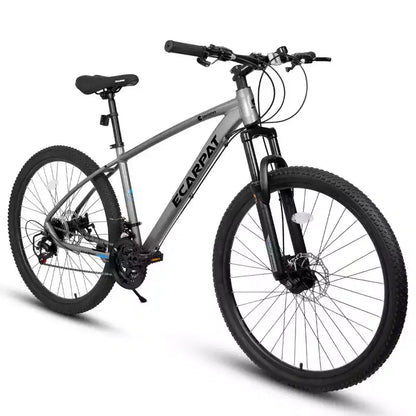 Whisen 27 Inch Mountain Bike 21 Speed, Suspension Fork, Aluminum Frame Disc Brake - Gray
