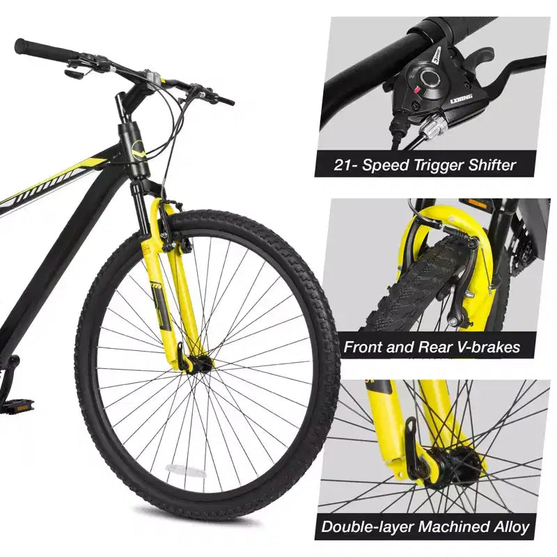 Hykolity 29 inch Mountain Bike 29r MTB Sport Bicycle Large Bike Full Suspension Lightweight Outdoor Cycling for Adult Men Woman Neutral Gray