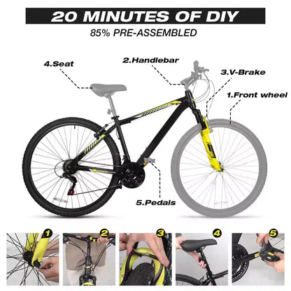 Hykolity 29 inch Mountain Bike 29r MTB Sport Bicycle Large Bike Full Suspension Lightweight Outdoor Cycling for Adult Men Woman Neutral Gray