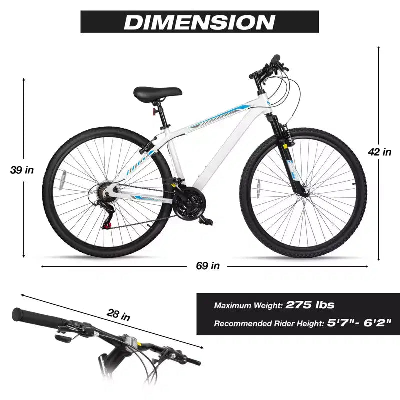 Hykolity 29 inch Mountain Bike 29r MTB Sport Bicycle Large Bike Full Suspension Lightweight Outdoor Cycling for Adult Men Woman - Pale White