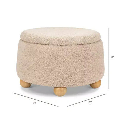 Poggiapiedi contenitore Namesake Tuffet con piedini a sfera in legno e coperchio sollevabile